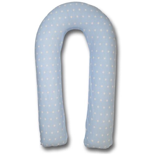 Подушка для беременных Body Pillow формы U с голубой наволочкой в белых звездах, с наполнителем "Холлофайбер", 150х90см, U_holo_star_lbw от компании М.Видео - фото 1