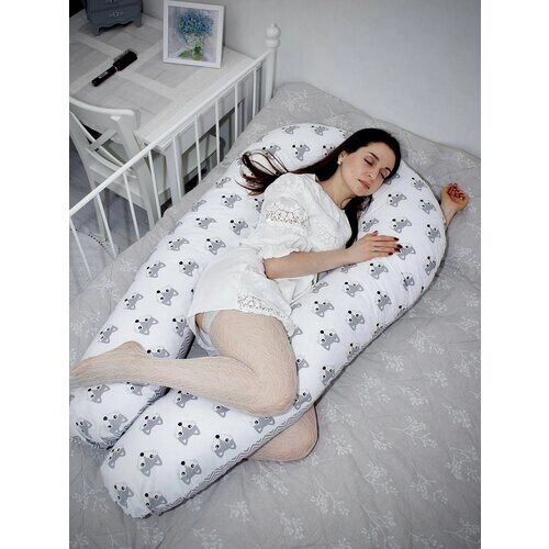 Подушка для беременных мам и малышей U, хлопок 100 %, 150x90 см, подушка для сна, кормления и отдыха, цвет: белый SWEET TAIM от компании М.Видео - фото 1