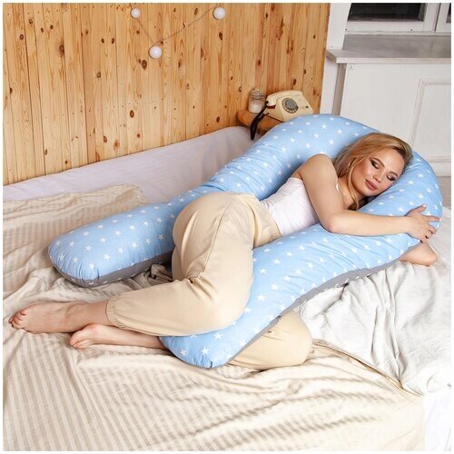 Подушка для беременных Vensalio U340 Comfort "Звезды", синяя с белым, 140x90 от компании М.Видео - фото 1