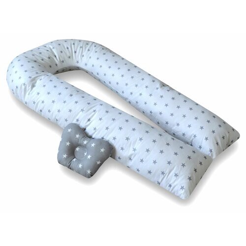 Подушка-обнимашка для беременных "Мастерская снов" U-350 с наволочкой Звездочки на белом + подушечка для малыша от компании М.Видео - фото 1