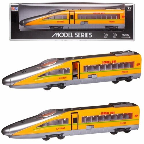 Поезд инерционный Abtoys скоростной, желтый, размер коробки 32x7,5x9,5, свет, звук (G1718/желтый) от компании М.Видео - фото 1
