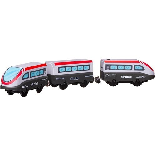 Поезд Junfa электромеханический два локомотива, один вагон 39х5х8,3 см (WB-00862) от компании М.Видео - фото 1