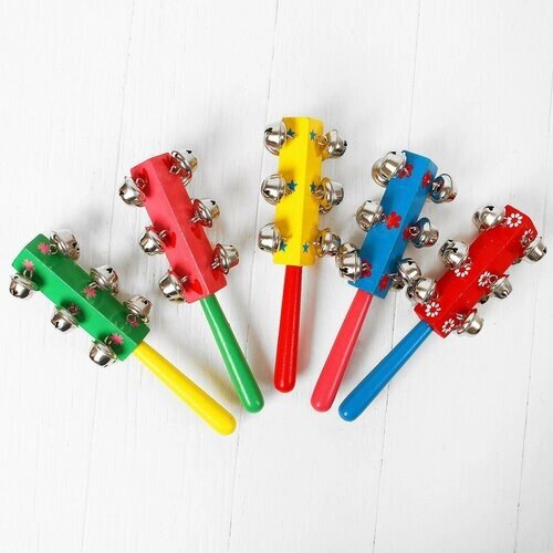 Погремушка с колокольчиками и ручкой, цвета микс от компании М.Видео - фото 1