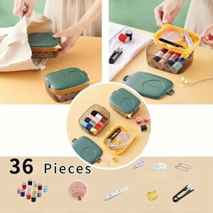 Портативная швейная коробка с набором из 36 аксессуаров для рукоделия и шитья