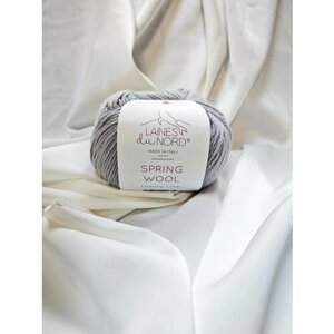 Пряжа 50% хлопок 50% меринос Laines du Nord Spring Wool 02-серый