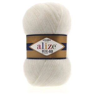 Пряжа Alize Angora Real 40 (Ангора Реал 40) - 3 мотка цвет 450 жемчужный 40% шерсть, 60% акрил 100г 480м