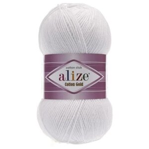 Пряжа Alize Cotton Gold (Ализе Коттон Голд) - 2 мотка 55 белый 55% хлопок, 45% акрил 330м/100г