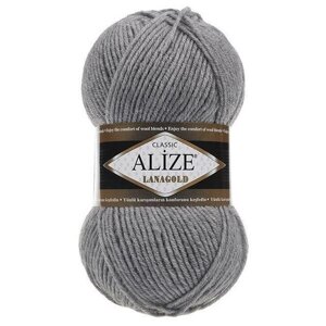 Пряжа Alize Lanagold (Ализе Ланаголд) - 3 мотка 21 серый меланж 49% шерсть, 51% акрил 240м/100г