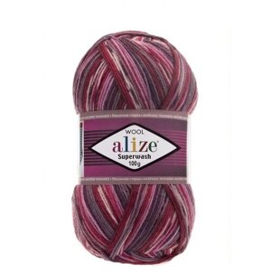 Пряжа Alize Superwash Comfort Socks (Ализе Супервош) - 3 мотка, бордовый розовый серый (2698), 75% шерсть супервош, 25% полиамид, 420м/100г