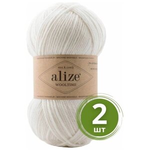 Пряжа Alize Wooltime (Вултайм) - 2 мотка Цвет: 55 белый 75% шерсть, 25% полиамид, 100г 200м