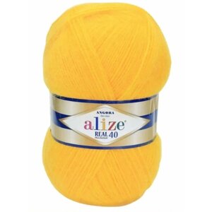 Пряжа для вязания Alize Angora Real 40 216 желтый, 100 г, 480 м, 5 штук