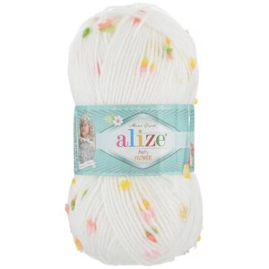 Пряжа для вязания Alize "Baby Flower", цвет: белый, розовый, желтый (5408), 210 м, 100 г, 5 шт