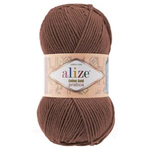 Пряжа для вязания ALIZE 'Cotton Gold Pratica'100г, 220м (55%хлопок, 45%акрил) (493 коричневый), 5 мотков
