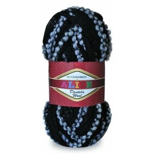 Пряжа для вязания Alize Dantela wool 100 гр/20 м 70% акрил, 30% шерсть 1490 черный белый