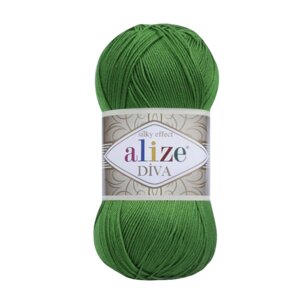Пряжа для вязания Alize Diva 734 яркая зелень, 100 г, 350 м, 5 штук