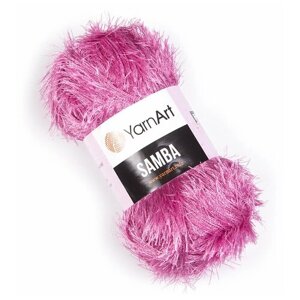 Пряжа для вязания YarnArt Samba (ЯрнАрт Самба) - 1 моток 27 темно-розовый, травка, фантазийная для игрушек 100% полиэстер 150м/100г