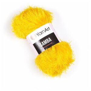 Пряжа для вязания YarnArt Samba (ЯрнАрт Самба) - 1 моток 5500 ярко-желтый, травка, фантазийная для игрушек 100% полиэстер 150м/100г