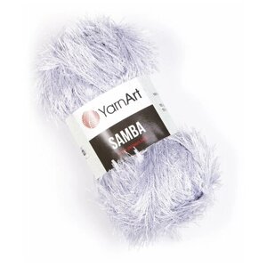 Пряжа для вязания YarnArt Samba (ЯрнАрт Самба) - 2 мотка 10 светло-серый, травка, фантазийная для игрушек 100% полиэстер 150м/100г