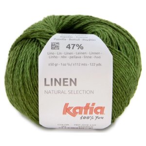 Пряжа Linen Katia, 50гр/112м 53% Хлопок ,47% Лен, цвет 30 зеленый, 1 моток