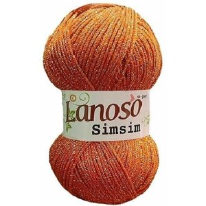 Пряжа с люрексом Lanoso Simsim 85% Хлопок, 15% Люрекс, 100 г, 240 м 906 Оранжевый 2 мотка