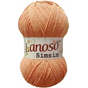 Пряжа с люрексом Lanoso Simsim 85% Хлопок, 15% Люрекс, 100 г, 240 м 934 оранжево-розовый 1 моток