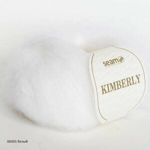 Пряжа Seam Kimberly Сеам Кимберли, 06001 белый, 80% кид мохер 20% полиамид, 25г, 210м, 1 моток.