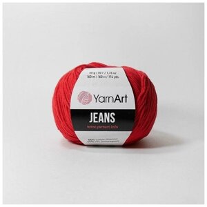 Пряжа YarnArt Jeans (Джинс) - 5 мотков Цвет: 90 красный 55% хлопок, 45% полиакрил 50г 160м
