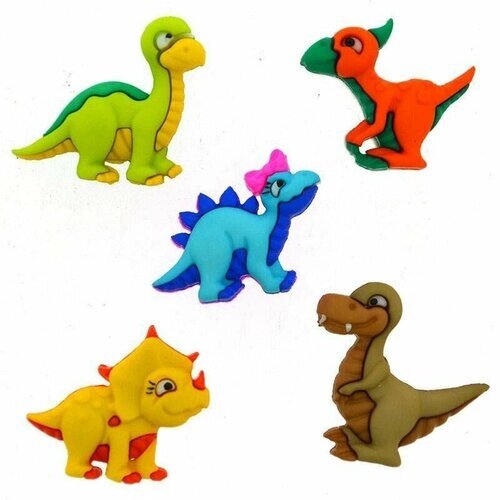 Пуговицы декоративные для рукоделия - Динозавры, из пластика, 1 упаковка от компании М.Видео - фото 1