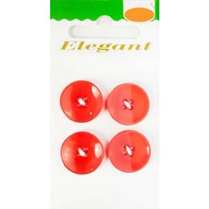 Пуговицы ELEGANT, 18 мм, пластиковые, круглые, красные, 4 шт, 1 упаковка