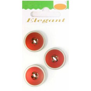 Пуговицы ELEGANT, 20 мм, пластиковые, красные, 3 шт, 1 упаковка