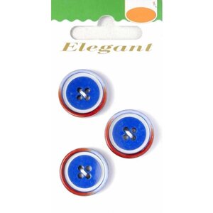 Пуговицы ELEGANT, 20 мм, пластиковые, круглые, красно-синие, 3 шт, 1 упаковка