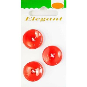 Пуговицы ELEGANT, 20 мм, пластиковые, круглые, красные, 3 шт, 1 упаковка