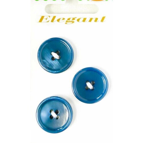 Пуговицы ELEGANT, 20 мм, пластиковые, круглые, синие, 3 шт, 1 упаковка от компании М.Видео - фото 1