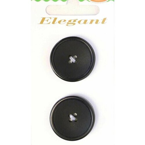 Пуговицы ELEGANT, 25 мм, пластиковые, круглые, черные, 2 шт, 1 упаковка от компании М.Видео - фото 1