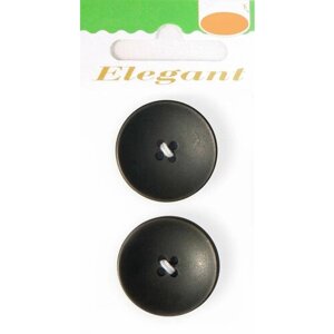 Пуговицы ELEGANT, 25 мм, пластиковые, круглые, черные, 2 шт, 1 упаковка