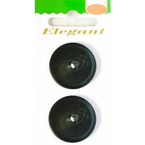 Пуговицы ELEGANT, 28 мм, пластиковые, круглые, черные, 2 шт, 1 упаковка от компании М.Видео - фото 1
