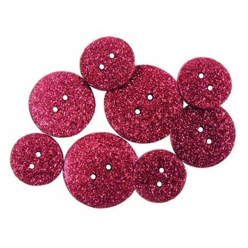 Пуговицы Glitter Buttons, пластиковые, темно-розовые, 7 шт, 1 упаковка от компании М.Видео - фото 1