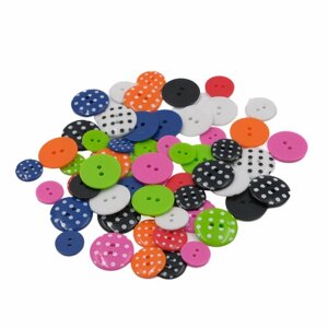 Пуговицы пластиковые 'Цветное ассорти'диаметр 15, 18, 23 мм, 7 цветов, набор 60 шт