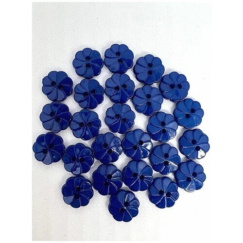 Пуговицы пластиковые цветочки 25 шт, синий от компании М.Видео - фото 1