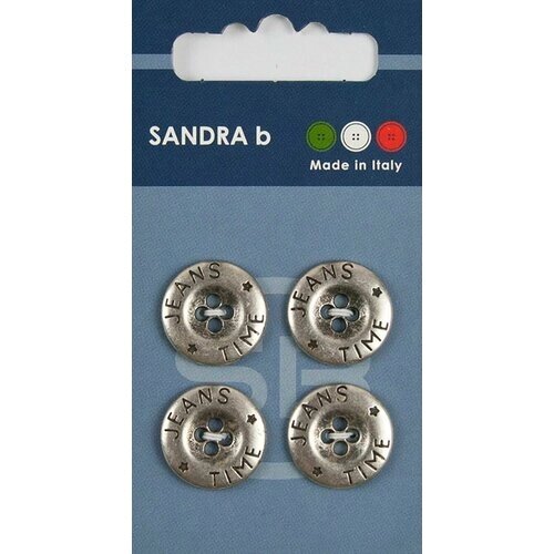 Пуговицы Sandra b, круглые, металлические, серебристые, 4 шт, 1 упаковка от компании М.Видео - фото 1