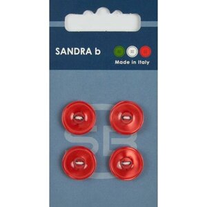 Пуговицы Sandra b, круглые, пластиковые, красные, 4 шт, 1 упаковка