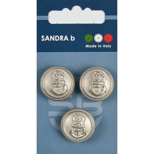 Пуговицы Sandra b, круглые с якорем, металлические, серебряные, 3 шт, 1 упаковка от компании М.Видео - фото 1