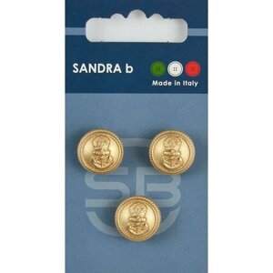 Пуговицы Sandra b, круглые с якорем, металлические, золотистые, 3 шт, 1 упаковка