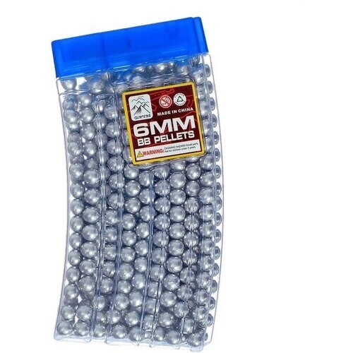Пульки 6 мм пластиковые в рожке, 500 шт, цвет серебристый от компании М.Видео - фото 1