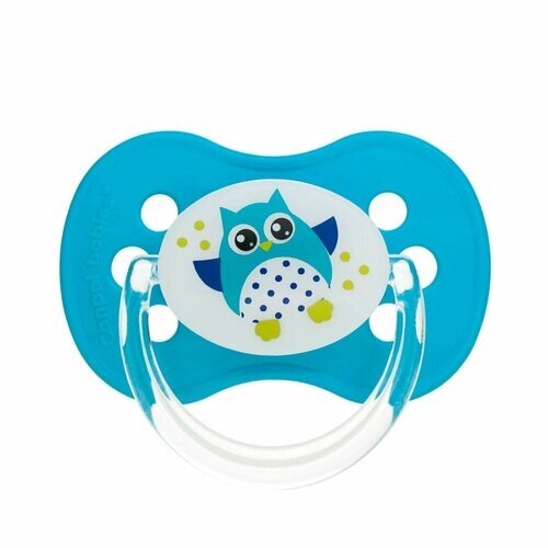 Пустышка Canpol Babies симметричная силиконовая, 18+ Owl, цвет: голубой