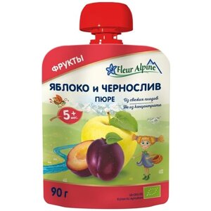 Пюре Fleur Alpine Яблоко и чернослив, с 5 месяцев, 90 г, 6 шт.