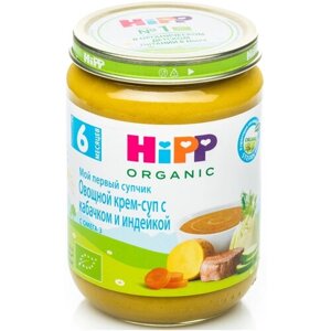 Пюре HiPP Органический овощной крем-суп с кабачком и индейкой, с 6 месяцев, 190 г