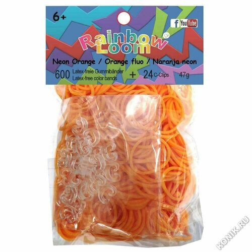 Rainbow Loom Резиночки для плетения браслетов RAINBOW LOOM, неоново-оранжевые B0021 от компании М.Видео - фото 1
