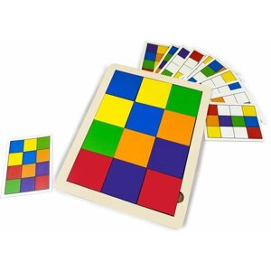 Рамка-вкладыш, сортёр "Разноцветные квадраты" с карточками