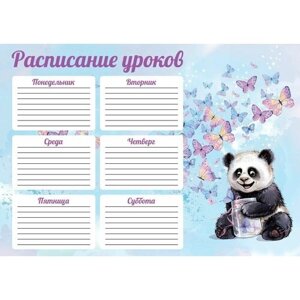 Расписание уроков А4 "Счастливая панда", 235г/м2, мелованный картон